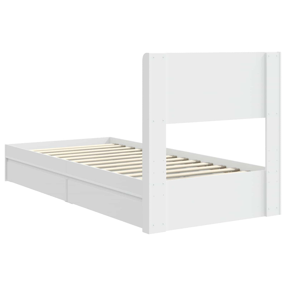 Bed Frame with Storage and Headboard White 90 x 190 cm