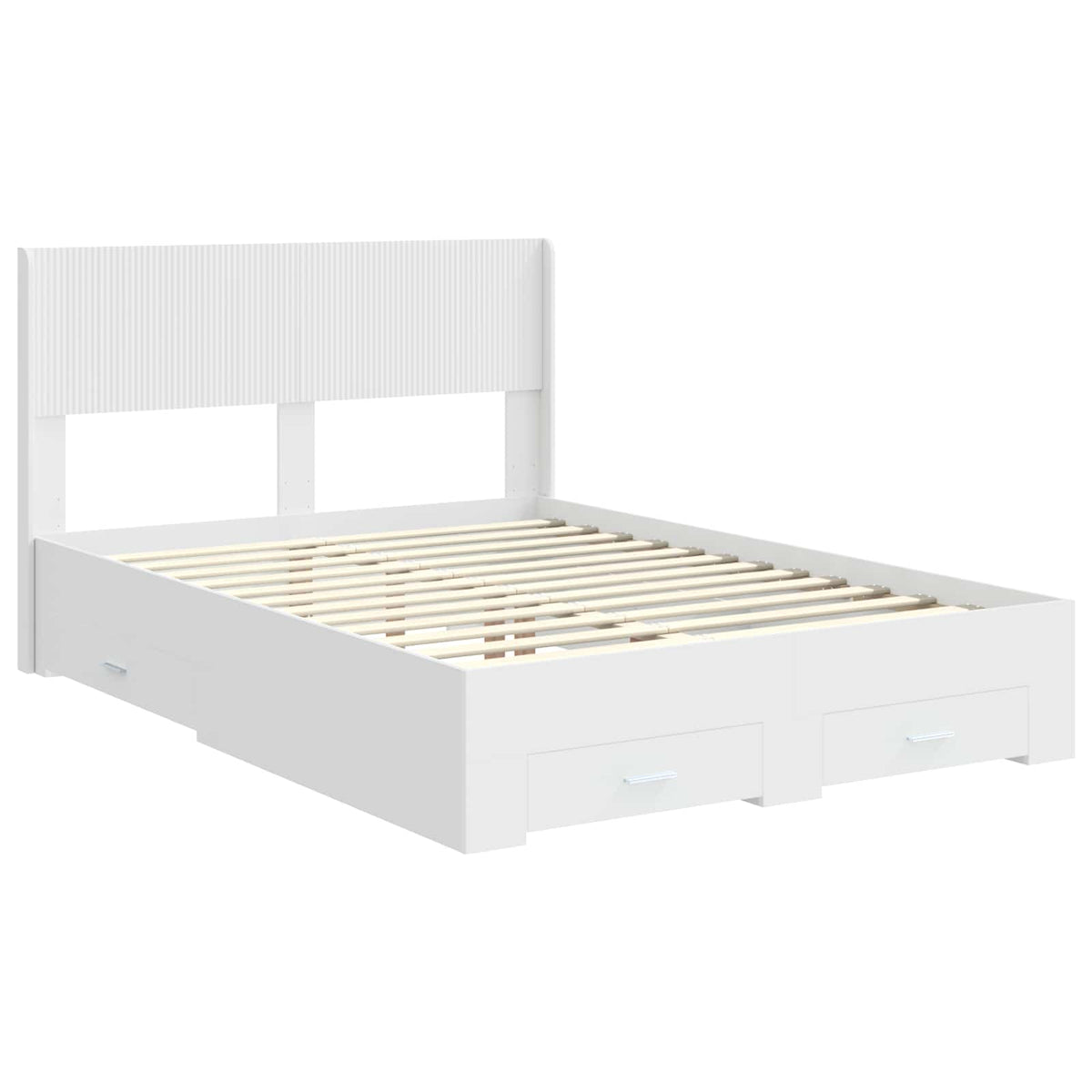 Bed Frame with Storage and Headboard White 150 x 200 cm