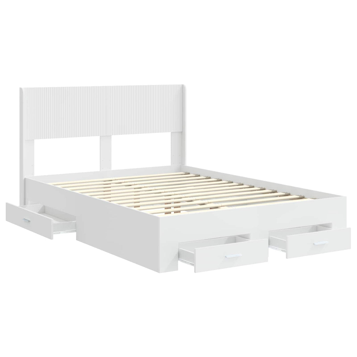 Bed Frame with Storage and Headboard White 150 x 200 cm