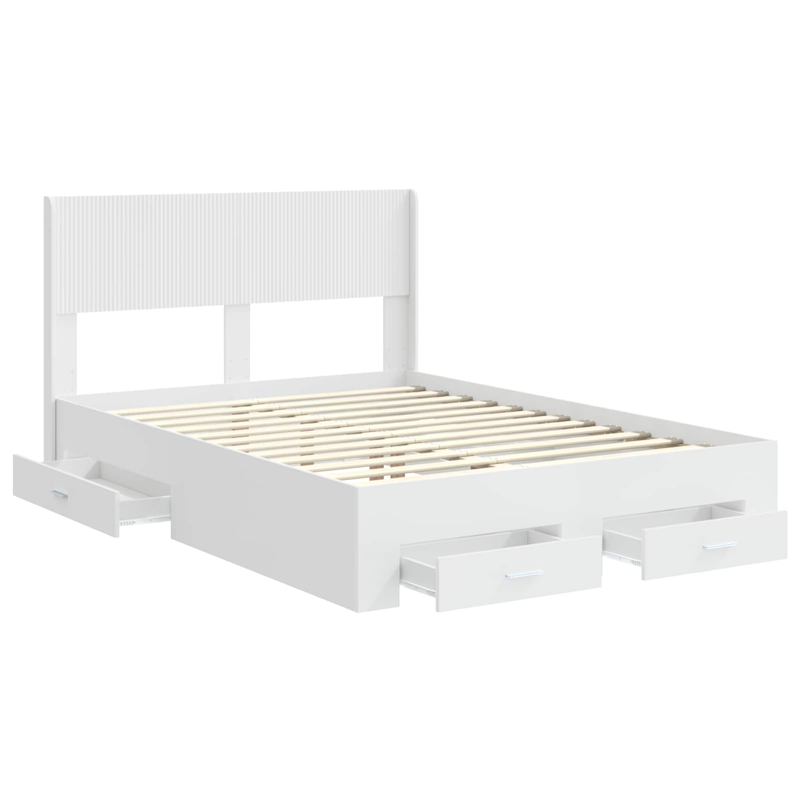Bed Frame with Storage and Headboard White 150 x 200 cm