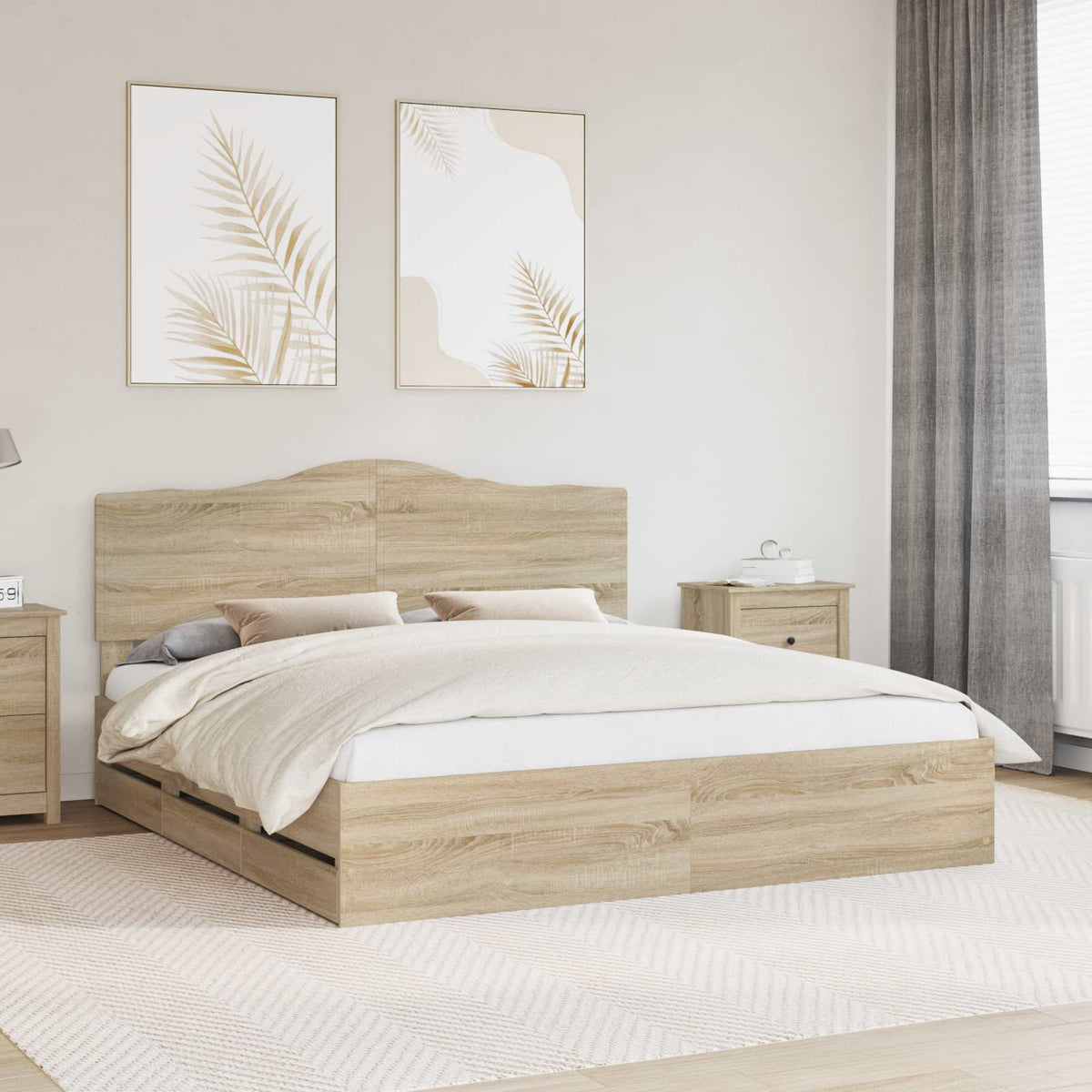 Bed Frame with Drawer Sonoma Oak 180 x 200 cm Engineered Wood