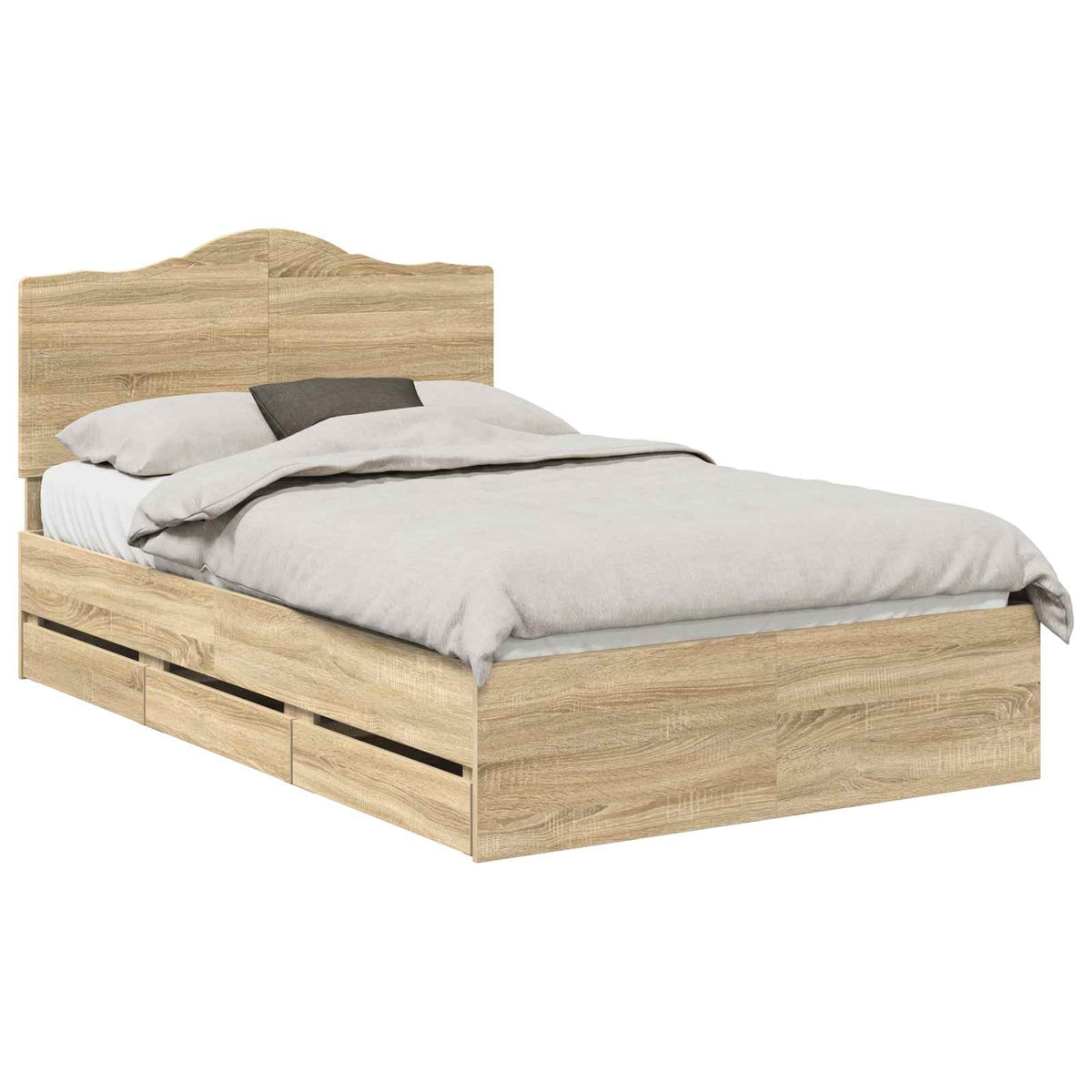 Bed Frame with Drawer Sonoma Oak 135 x 190 cm Engineered Wood