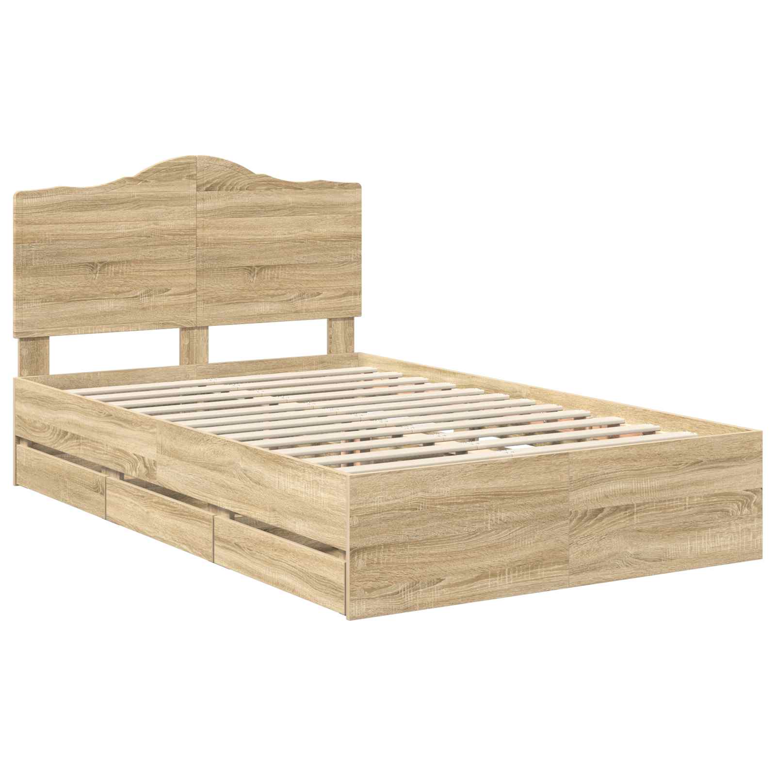 Bed Frame with Drawer Sonoma Oak 135 x 190 cm Engineered Wood