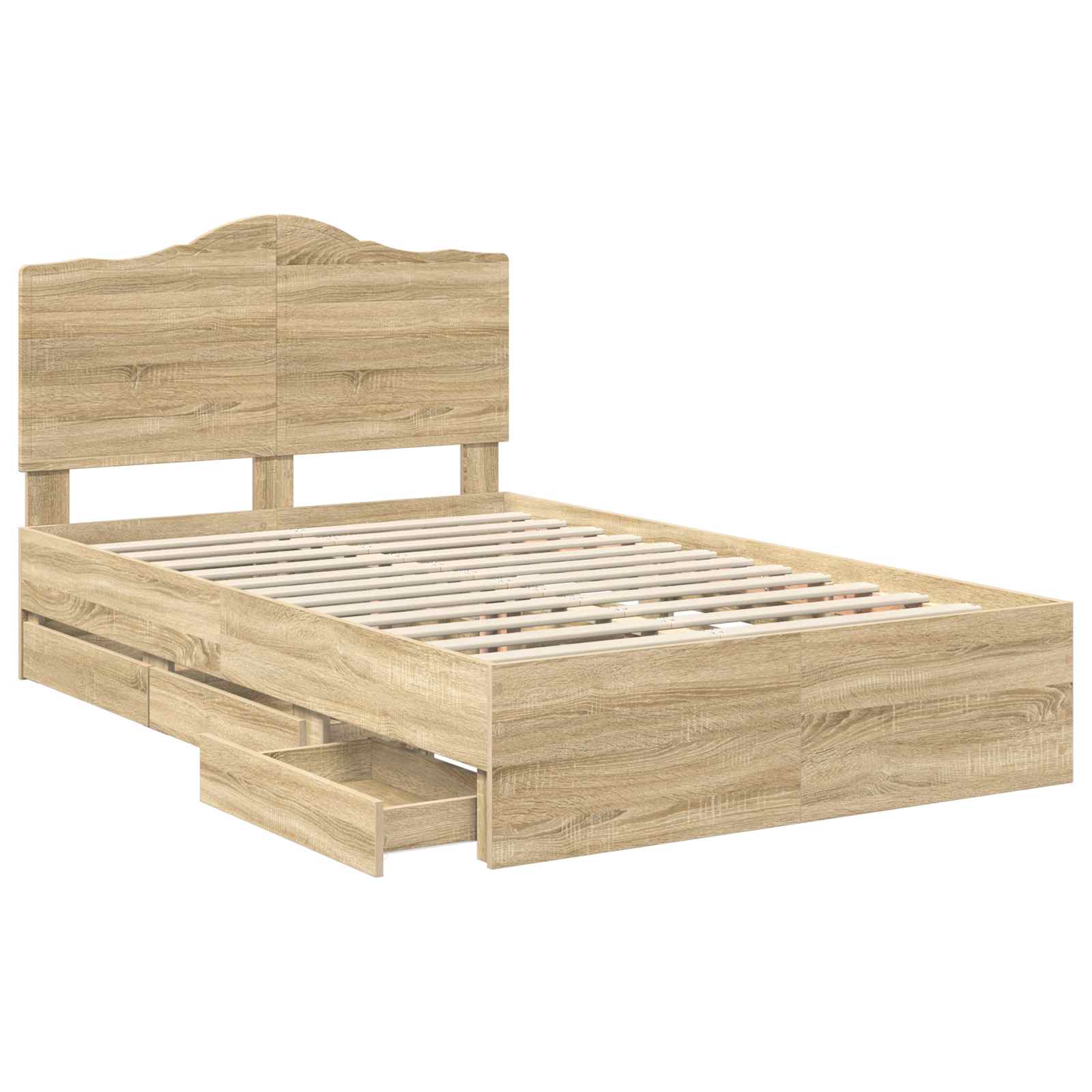 Bed Frame with Drawer Sonoma Oak 135 x 190 cm Engineered Wood