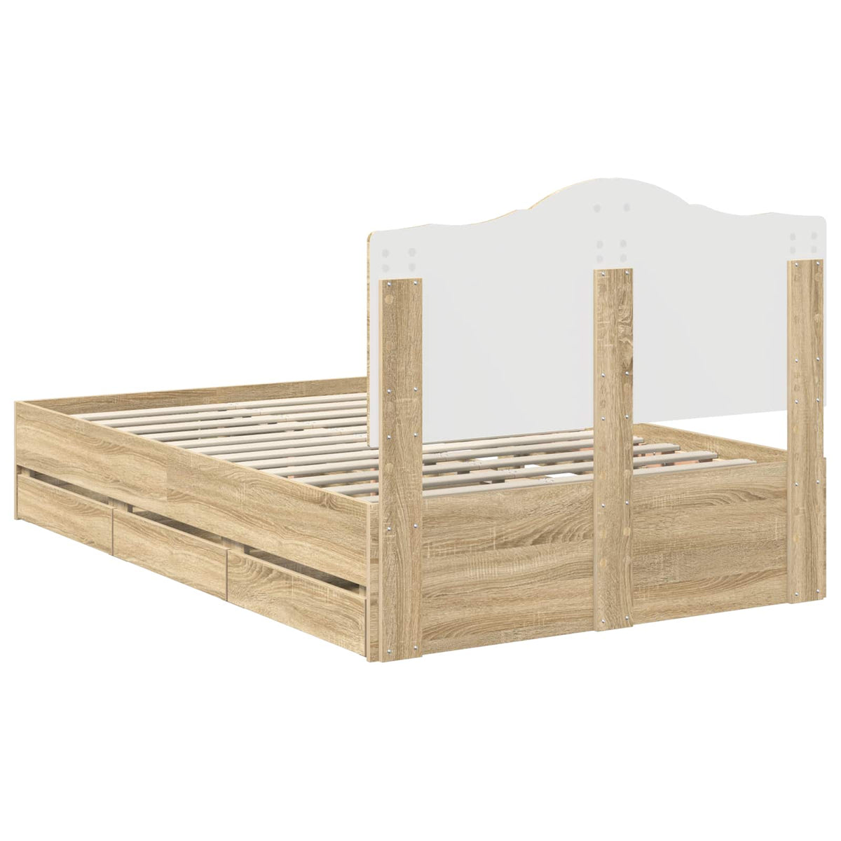 Bed Frame with Drawer Sonoma Oak 135 x 190 cm Engineered Wood