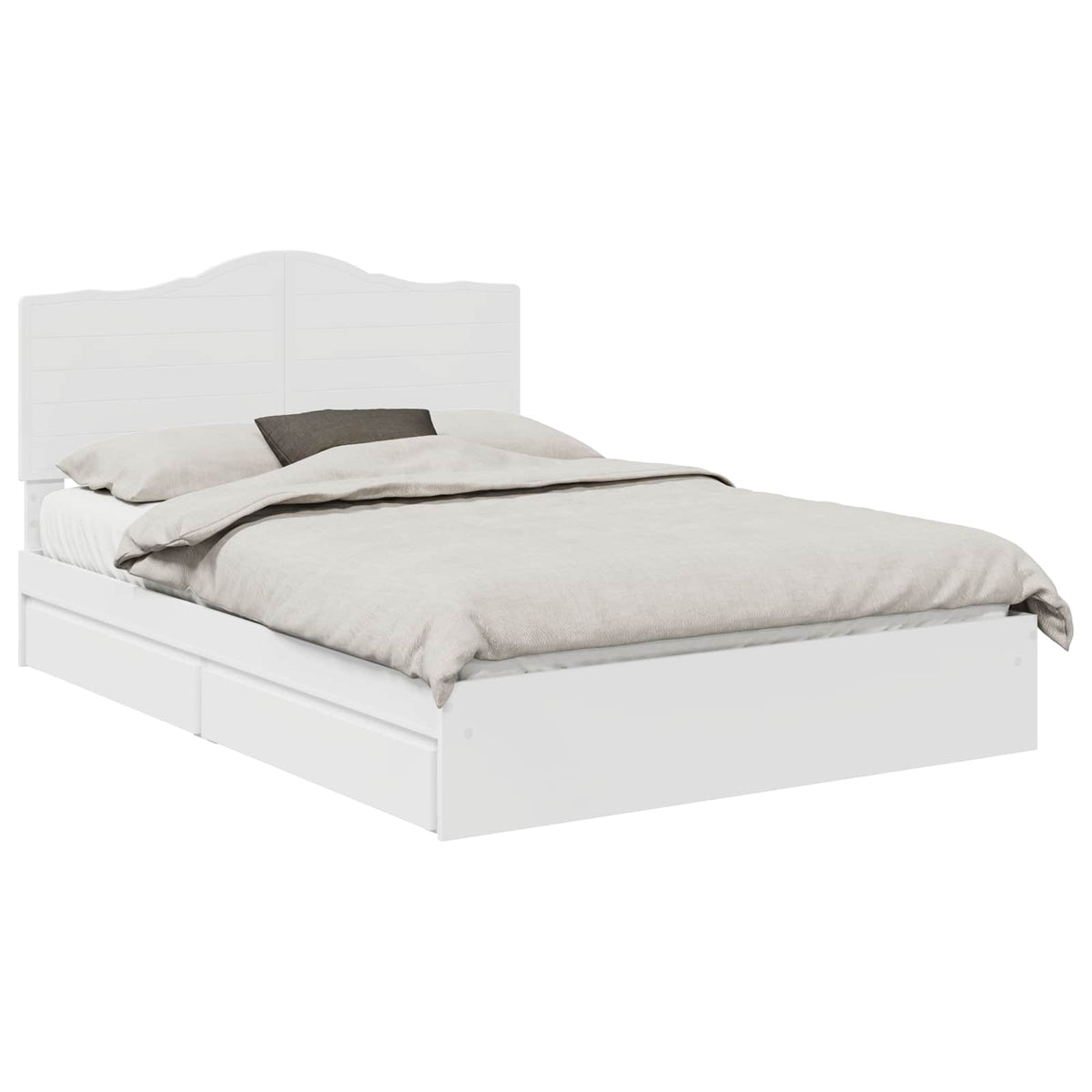 Storage Bed with Headboard White 150 x 200 cm Engineered Wood
