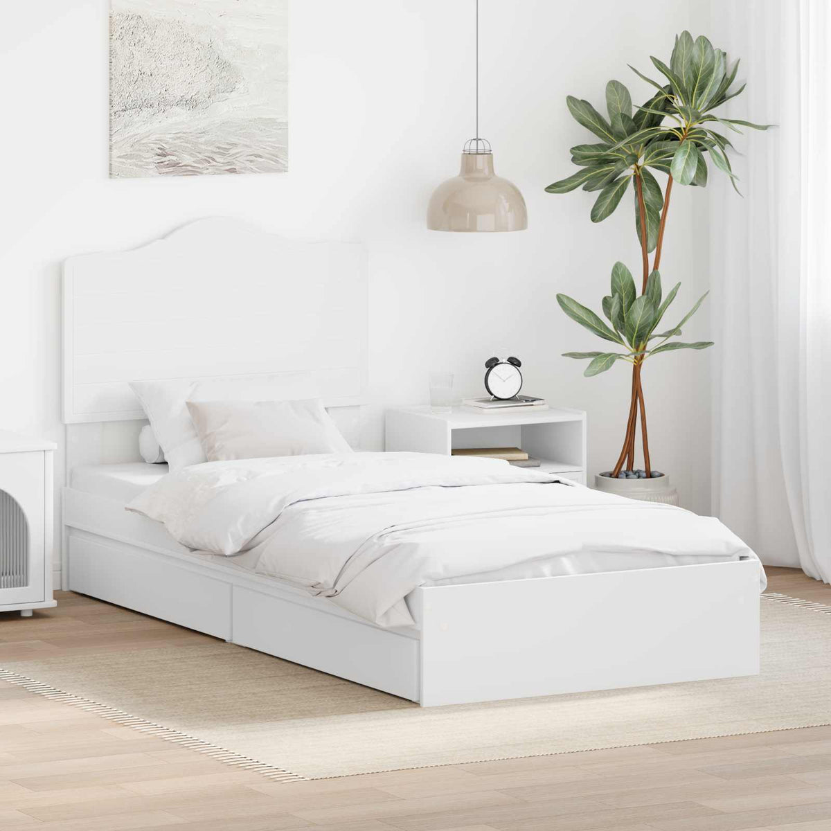 Storage Bed with Headboard White 90 x 190 cm Engineered Wood