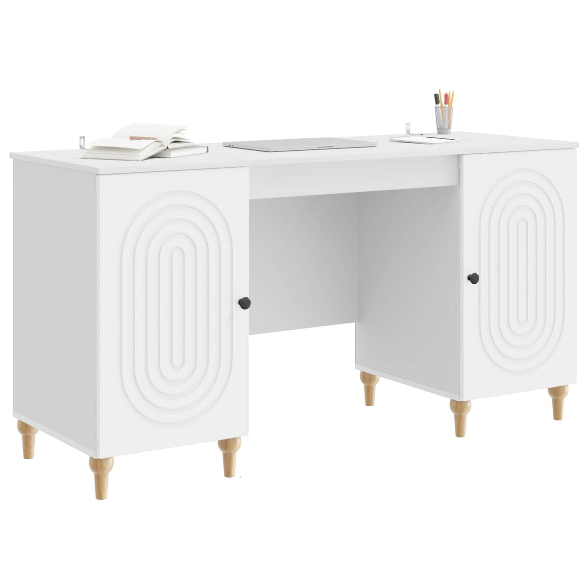 Desk with Shelf White 142.5 x 50 x 75 cm Engineered Wood