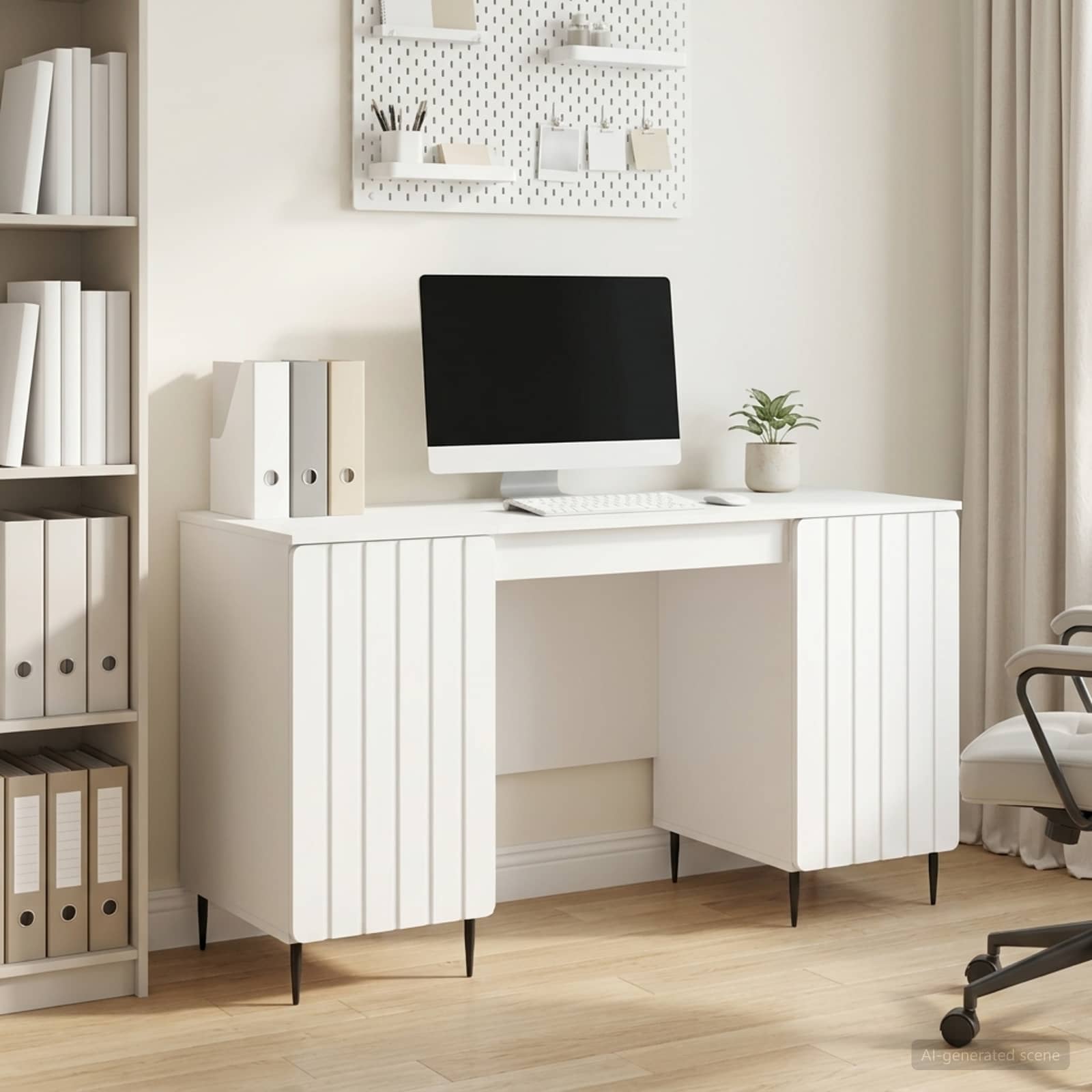Desk with Shelf White 142.5 x 50 x 75 cm Engineered Wood