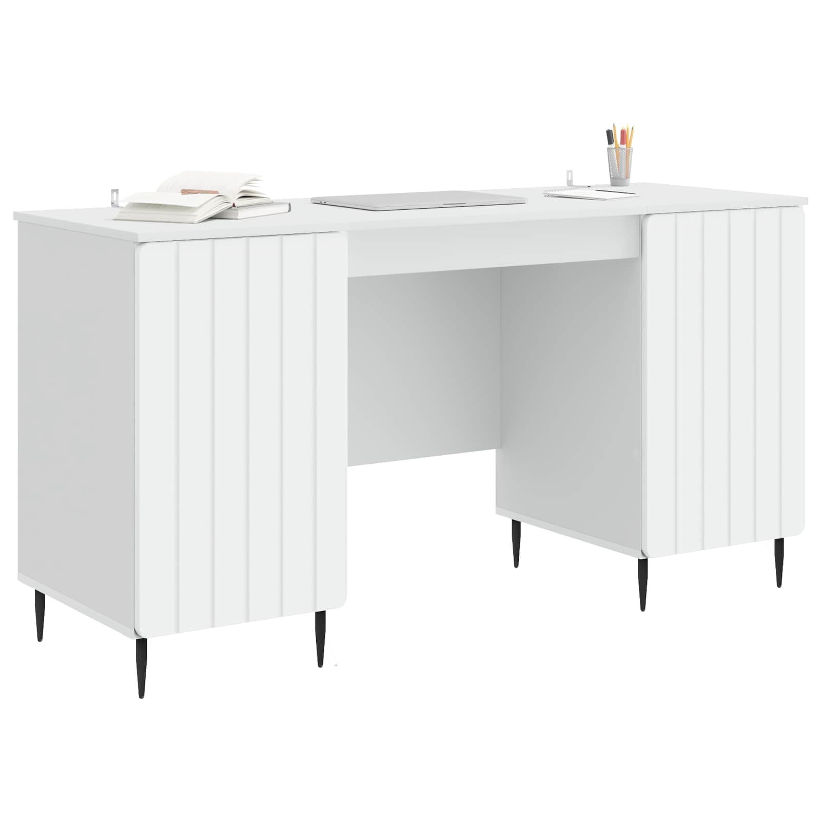 Desk with Shelf White 142.5 x 50 x 75 cm Engineered Wood