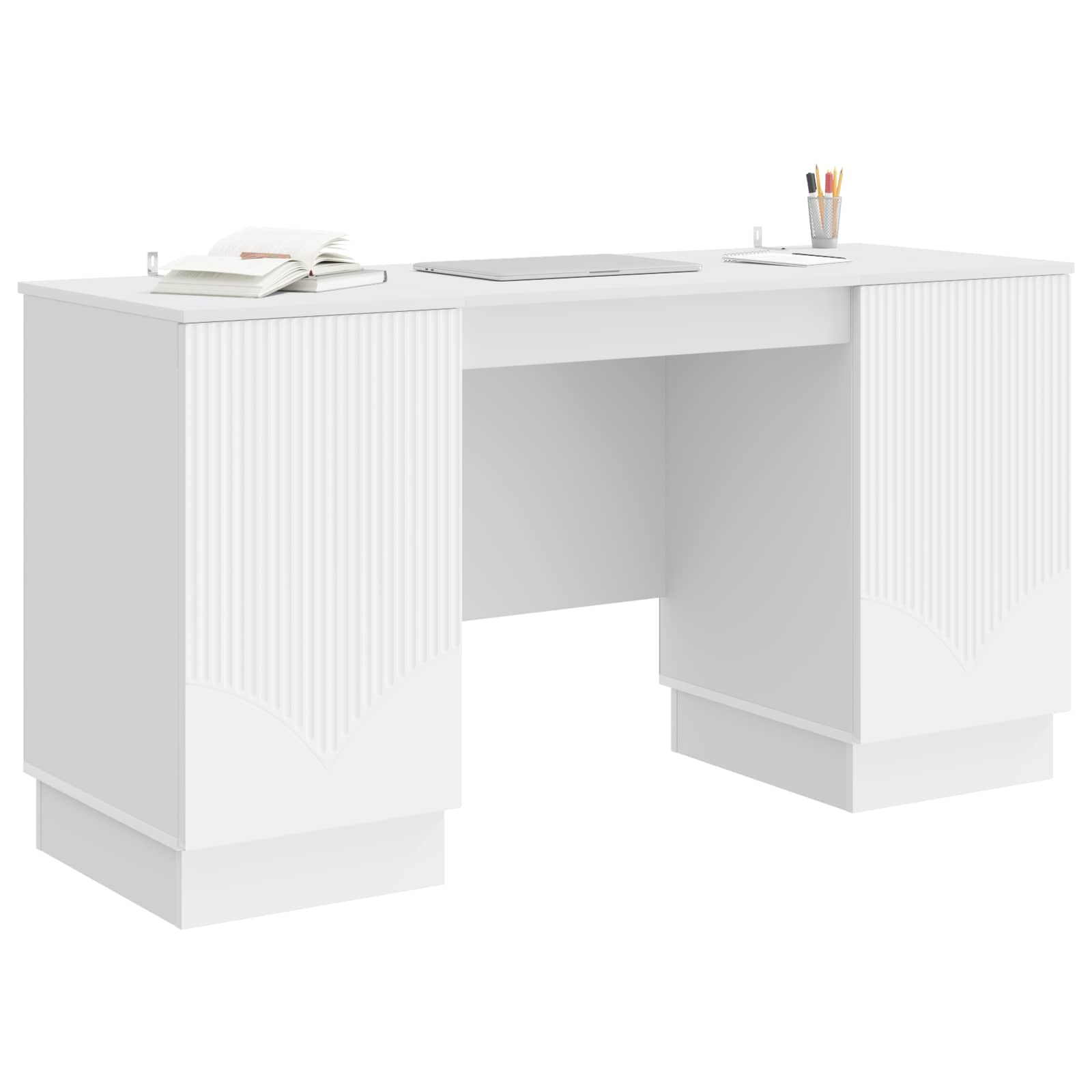 Desk with Shelf White 142.5 x 50 x 75 cm Engineered Wood