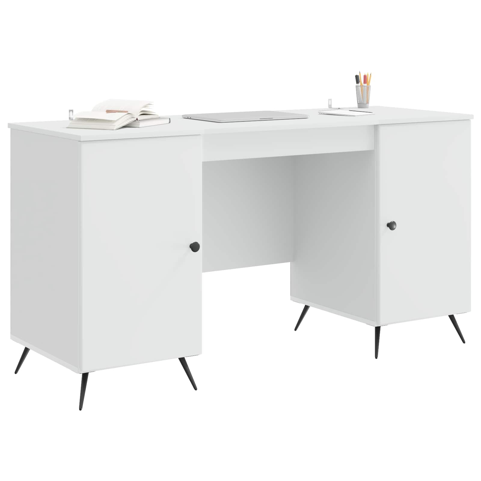 Desk with Shelf White 142.5 x 50 x 75 cm Engineered Wood