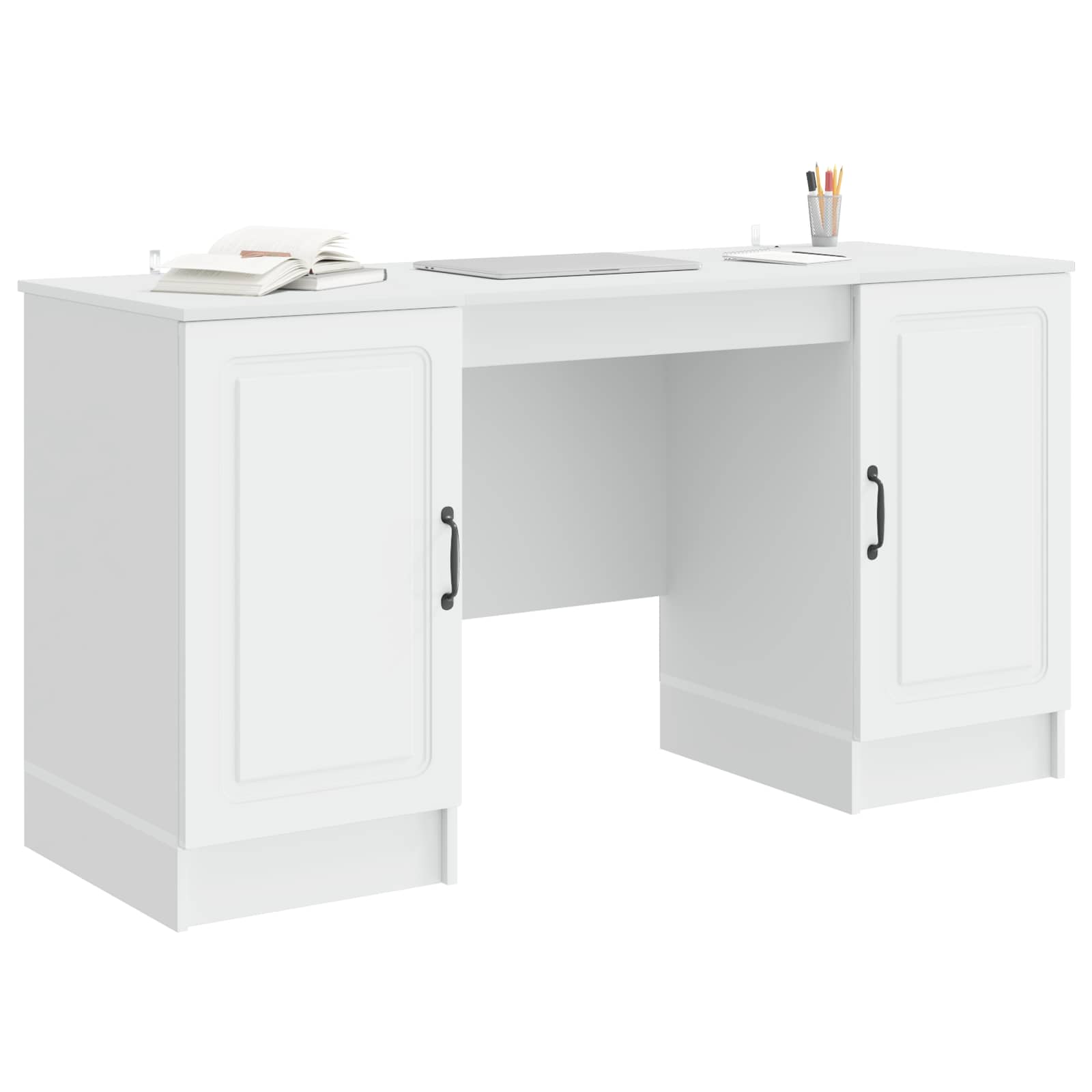 Desk with Shelf White 142.5 x 50 x 75 cm Engineered Wood