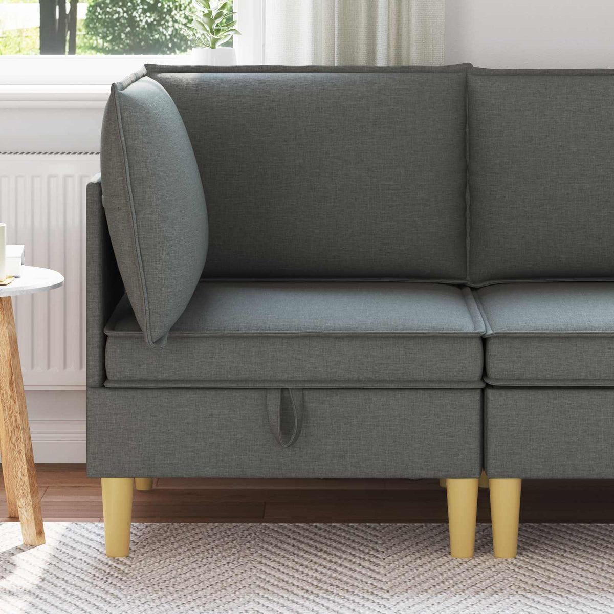 Corner Sofa with Storage Dark Grey Fabric