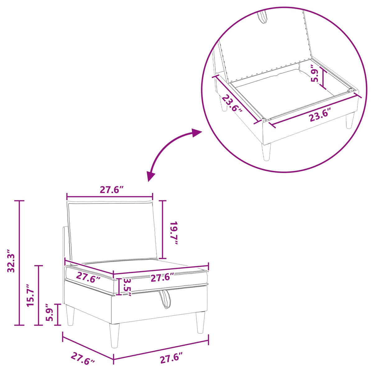 Sofa with Storage Fabric