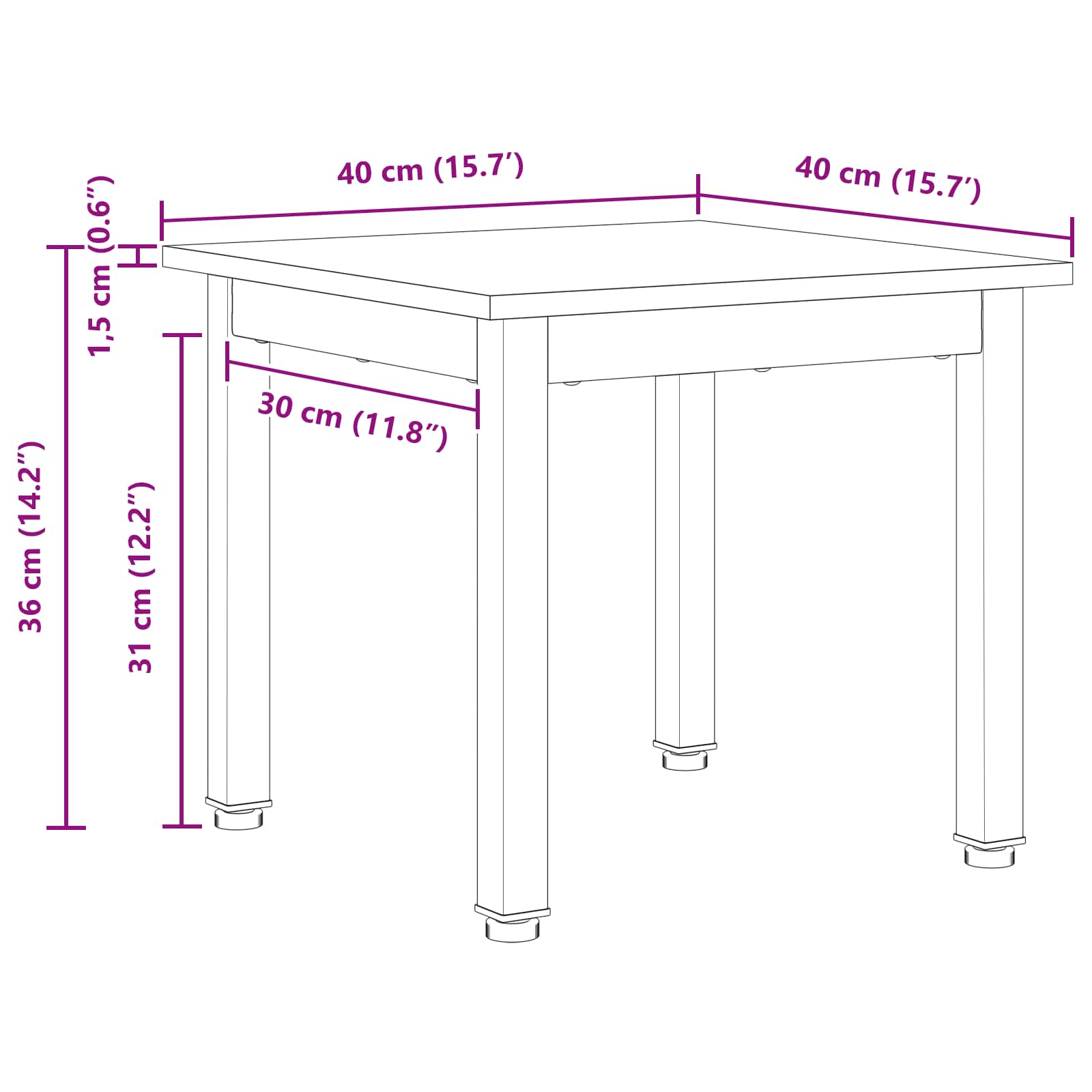 Coffee Table Natural 40 x 40 x 36 cm Solid Pine Wood
