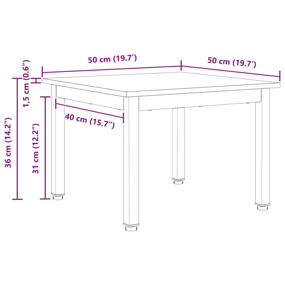 Coffee Table Natural 50 x 50 x 36 cm Solid Pine Wood