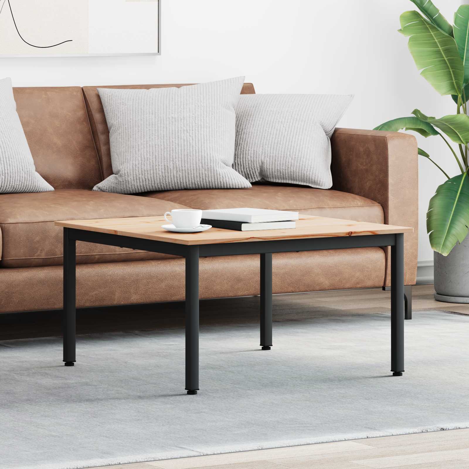 Coffee Table Natural 80 x 80 x 45 cm Solid Pine Wood