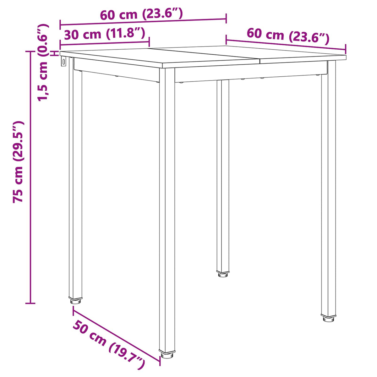 Dining Table Natural 60 x 60 x 75 cm Solid Pine Wood