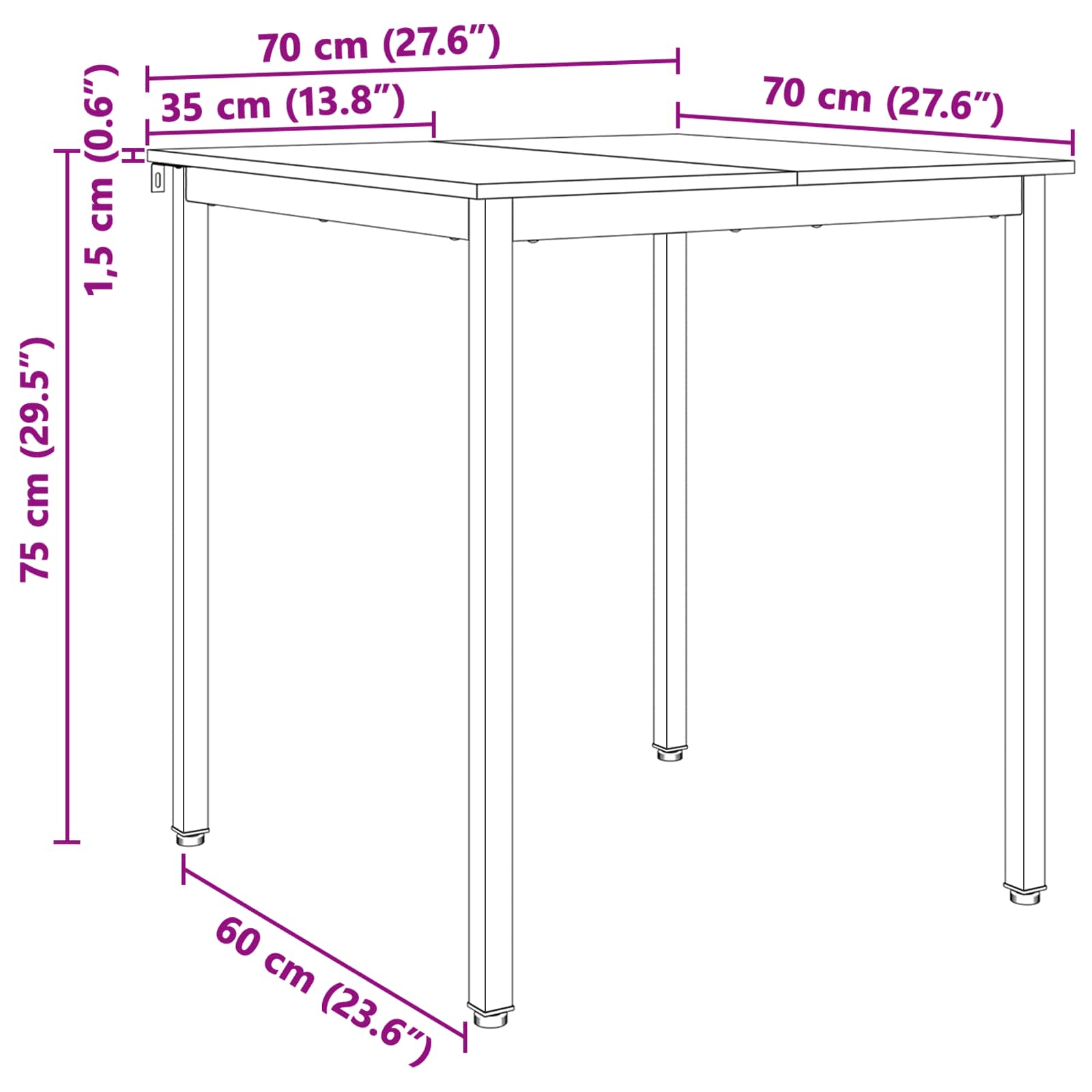 Dining Table Natural 70 x 70 x 75 cm Solid Pine Wood