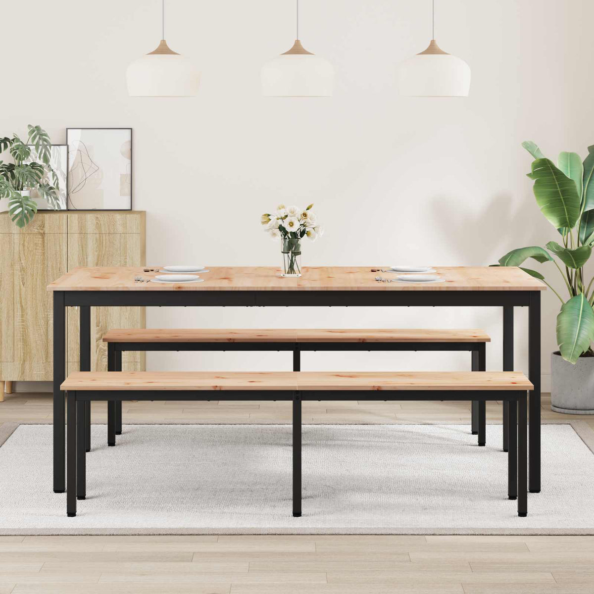Dining Table Natural 180 x 90 x 75 cm Solid Pine Wood
