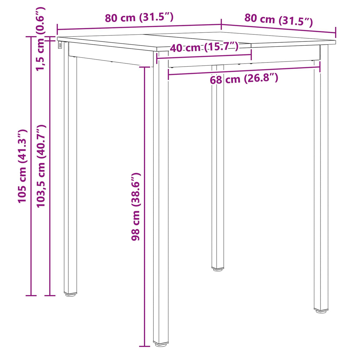 Bar Table Natural 110 x 55 x 105 cm Solid Pine Wood