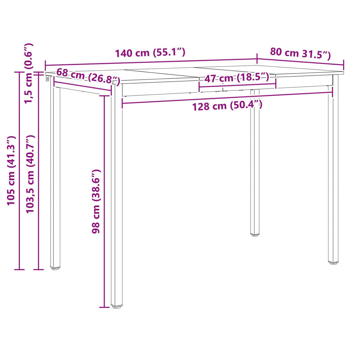 Bar Table Natural 110 x 55 x 105 cm Solid Pine Wood