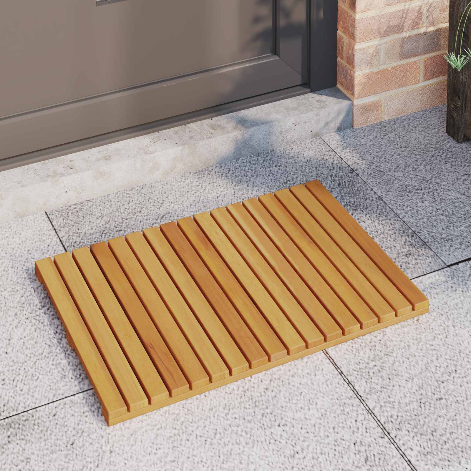Bath Mat Plain Brown 60 x 40 cm Solid Acacia Wood