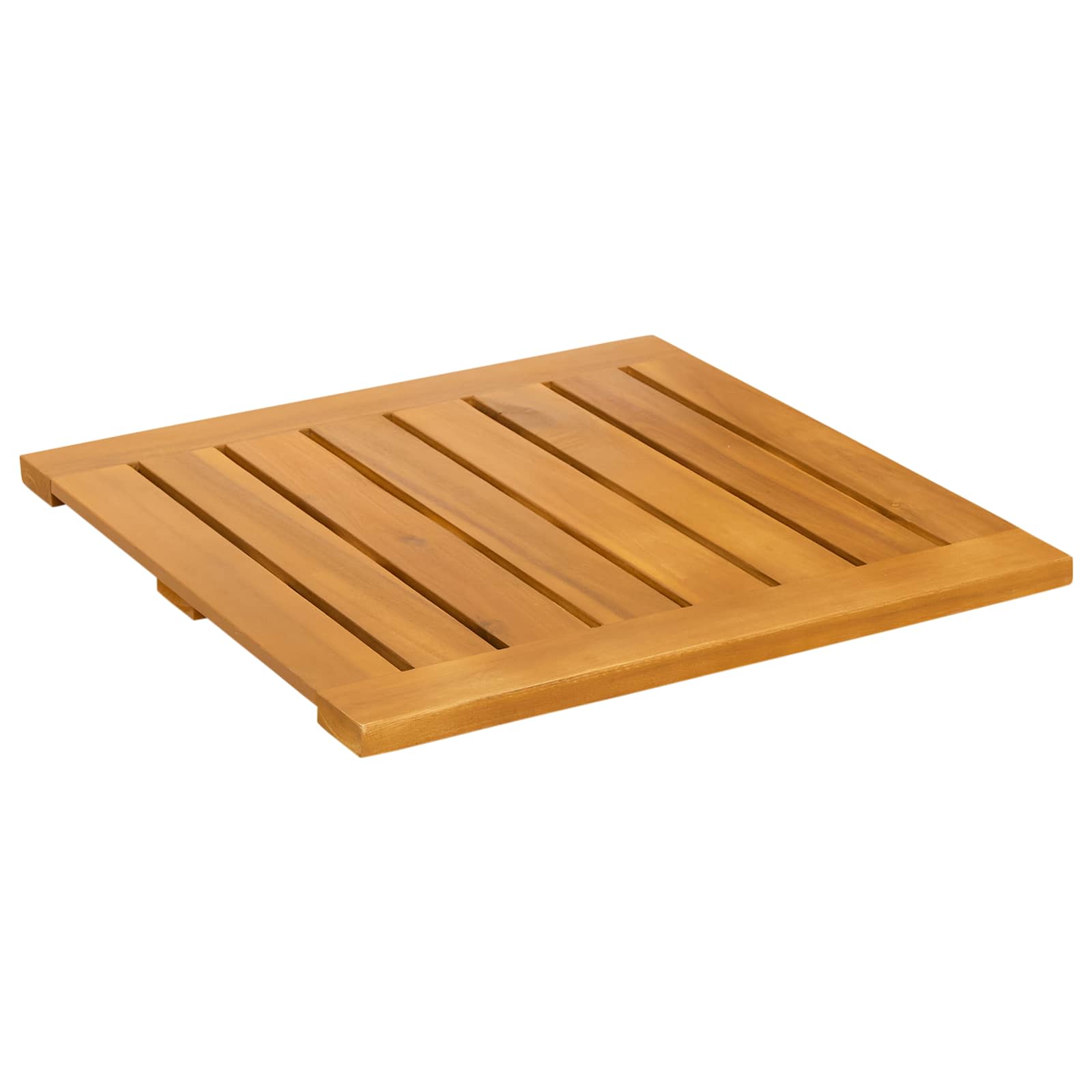 Bath Mat Plain Brown 50 x 50 cm Solid Acacia Wood