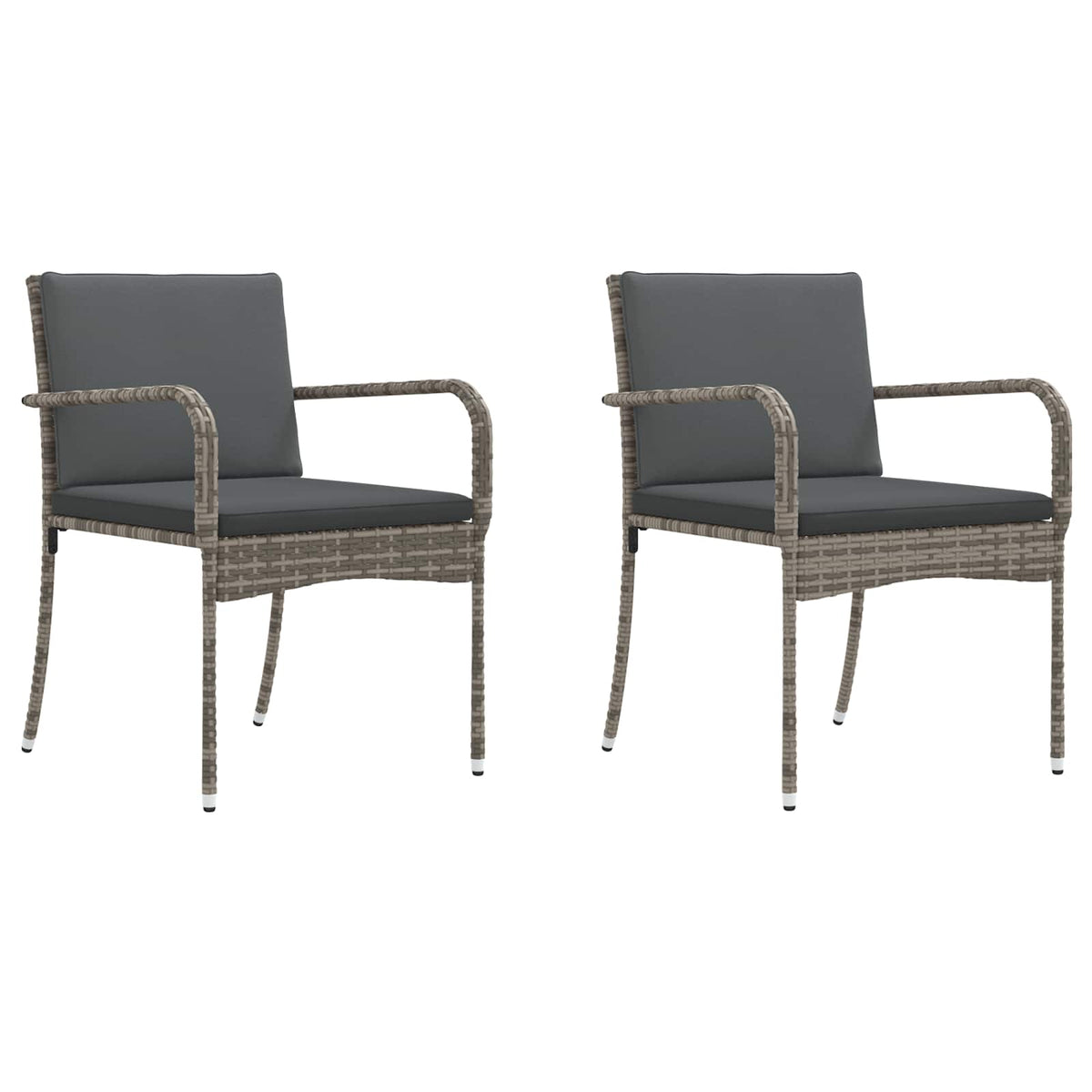Garden Bistro Set with Cushion 3 pcs Grey Poly Rattan
