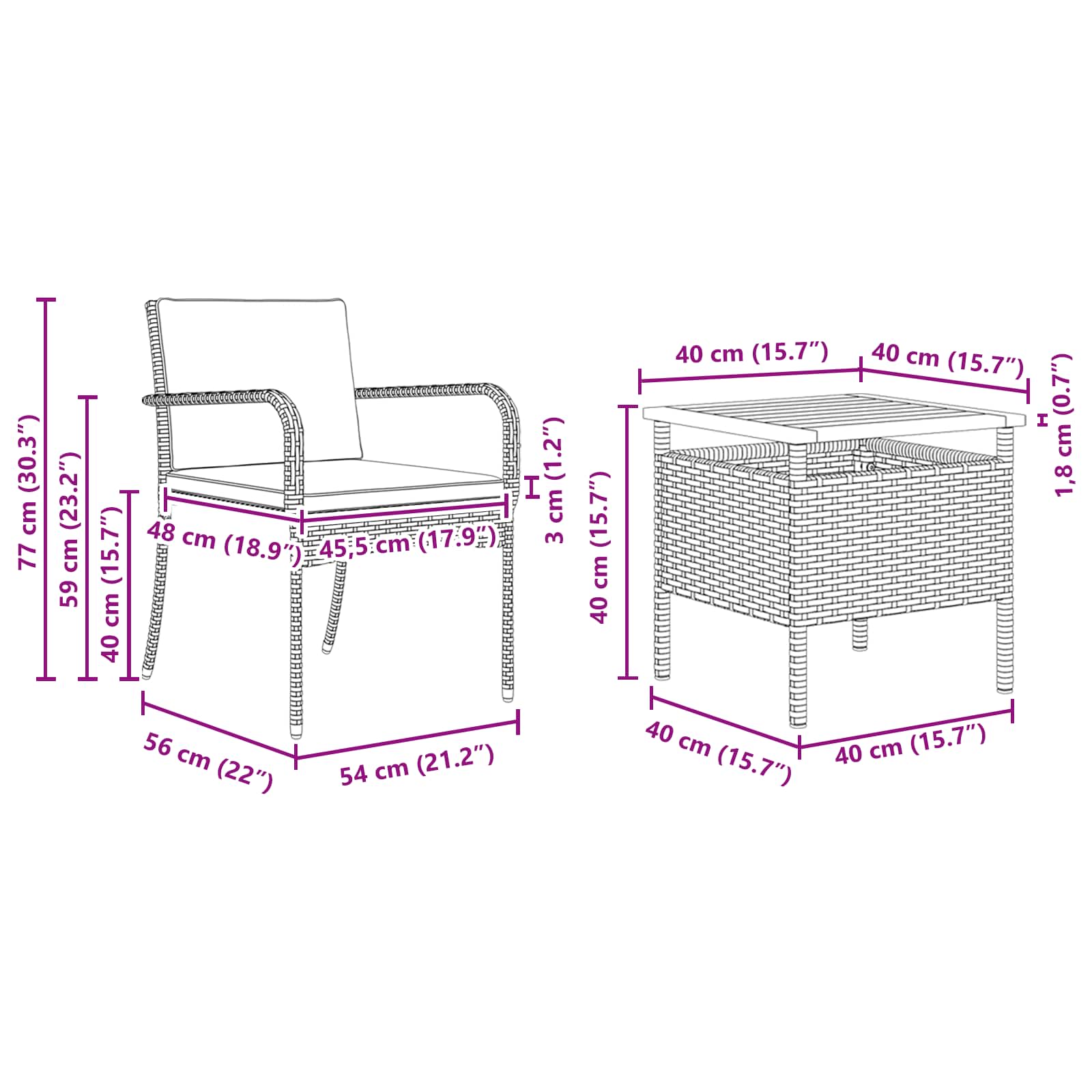 Garden Bistro Set with Cushion 3 pcs Grey Poly Rattan