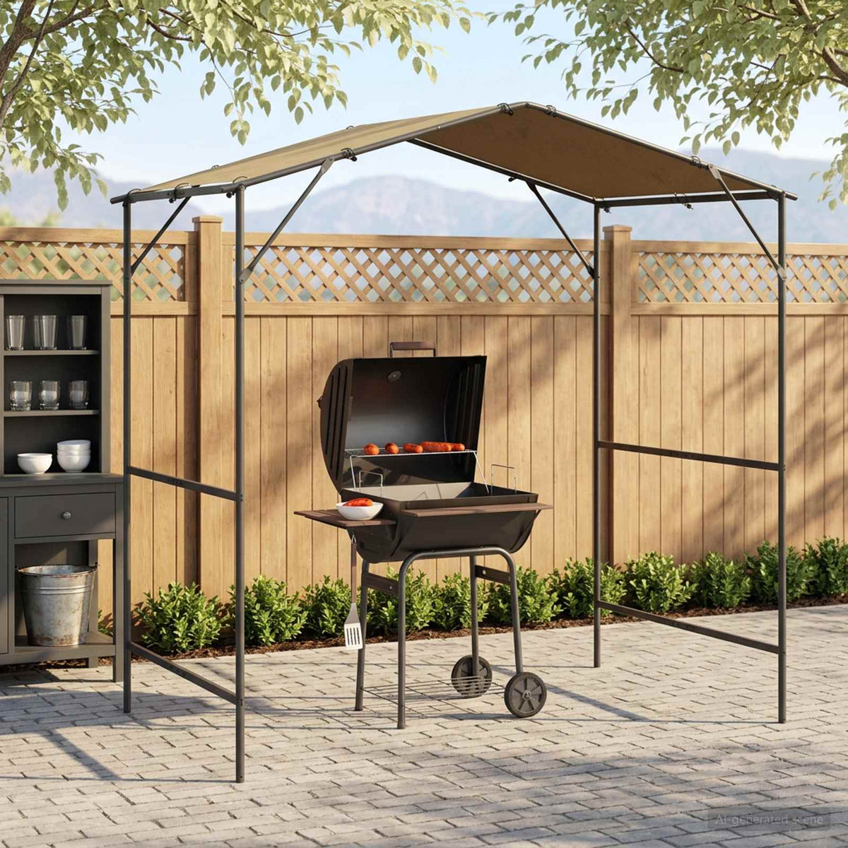 BBQ Gazebo 239.5 x 148 x 233.5 cm Beige