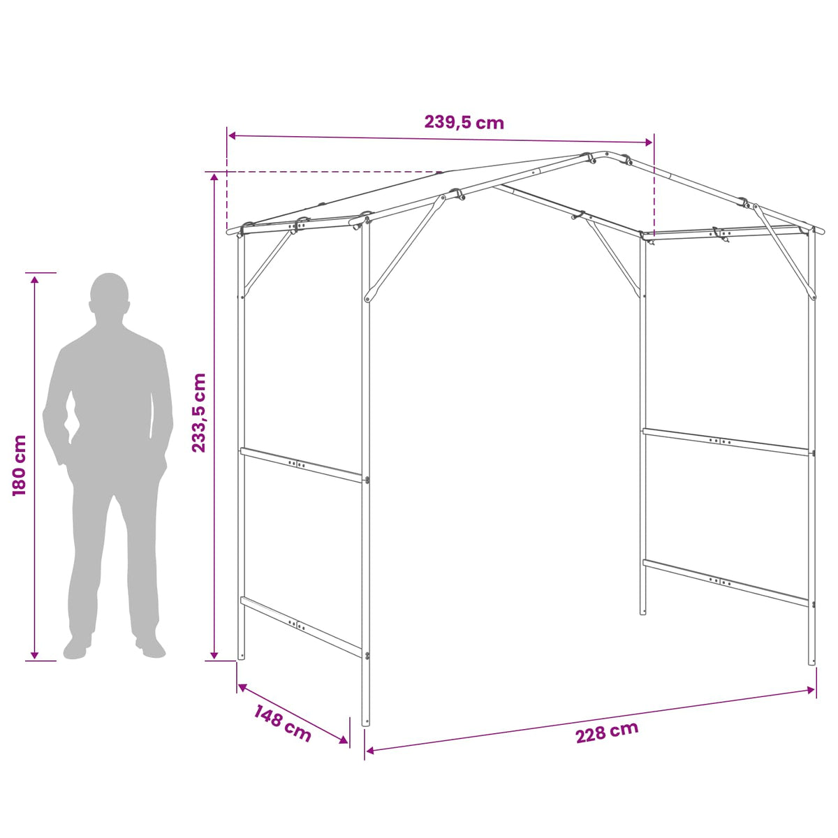 BBQ Gazebo 239.5 x 148 x 233.5 cm Black