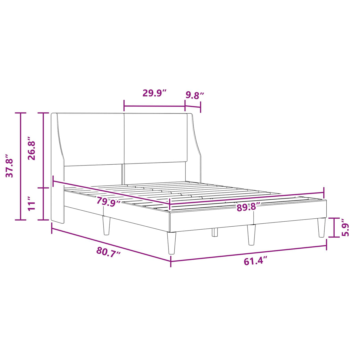 Bed Frame with Headboard Dark Grey Velvet