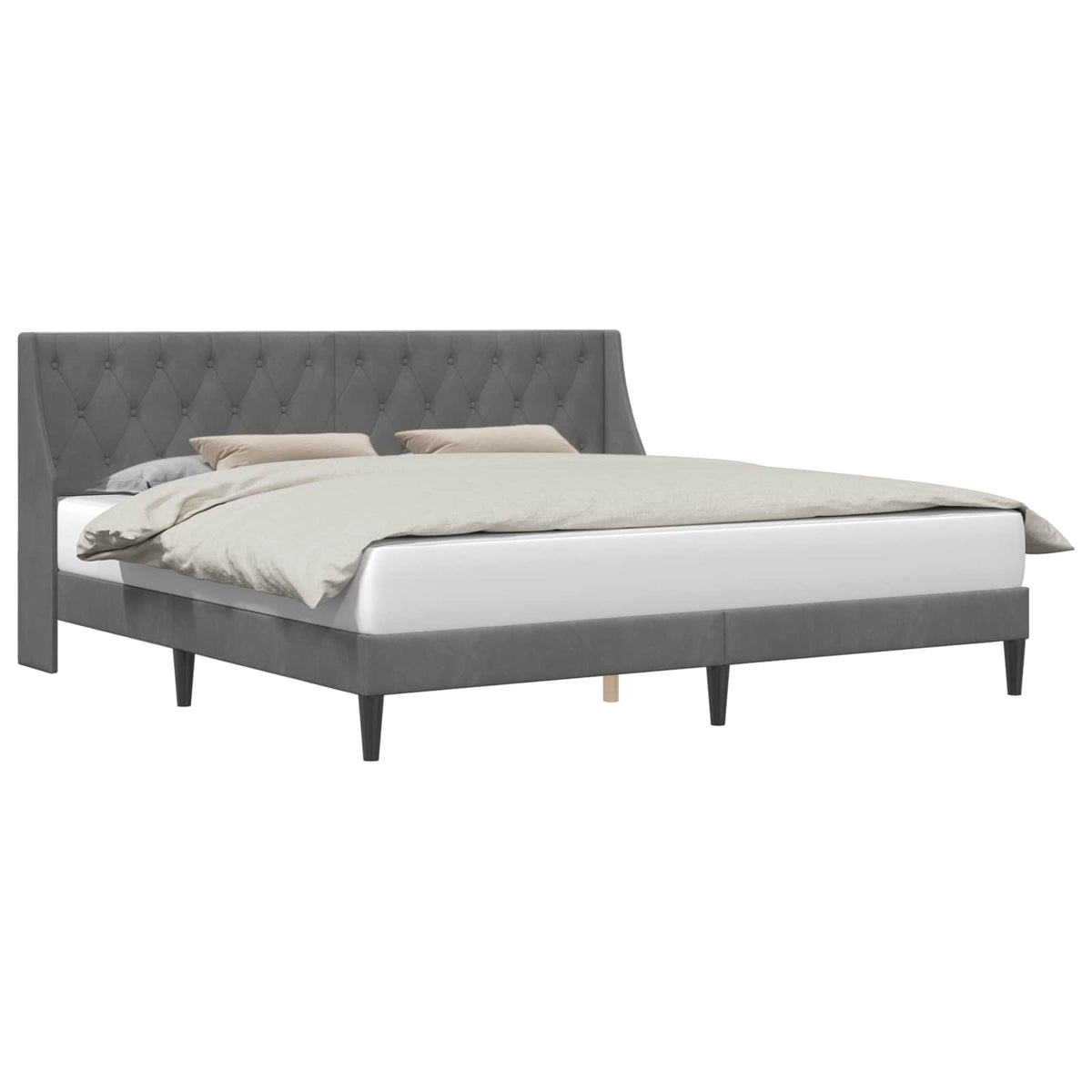 Bed Frame with Headboard Dark Grey 180 x 200 cm Velvet