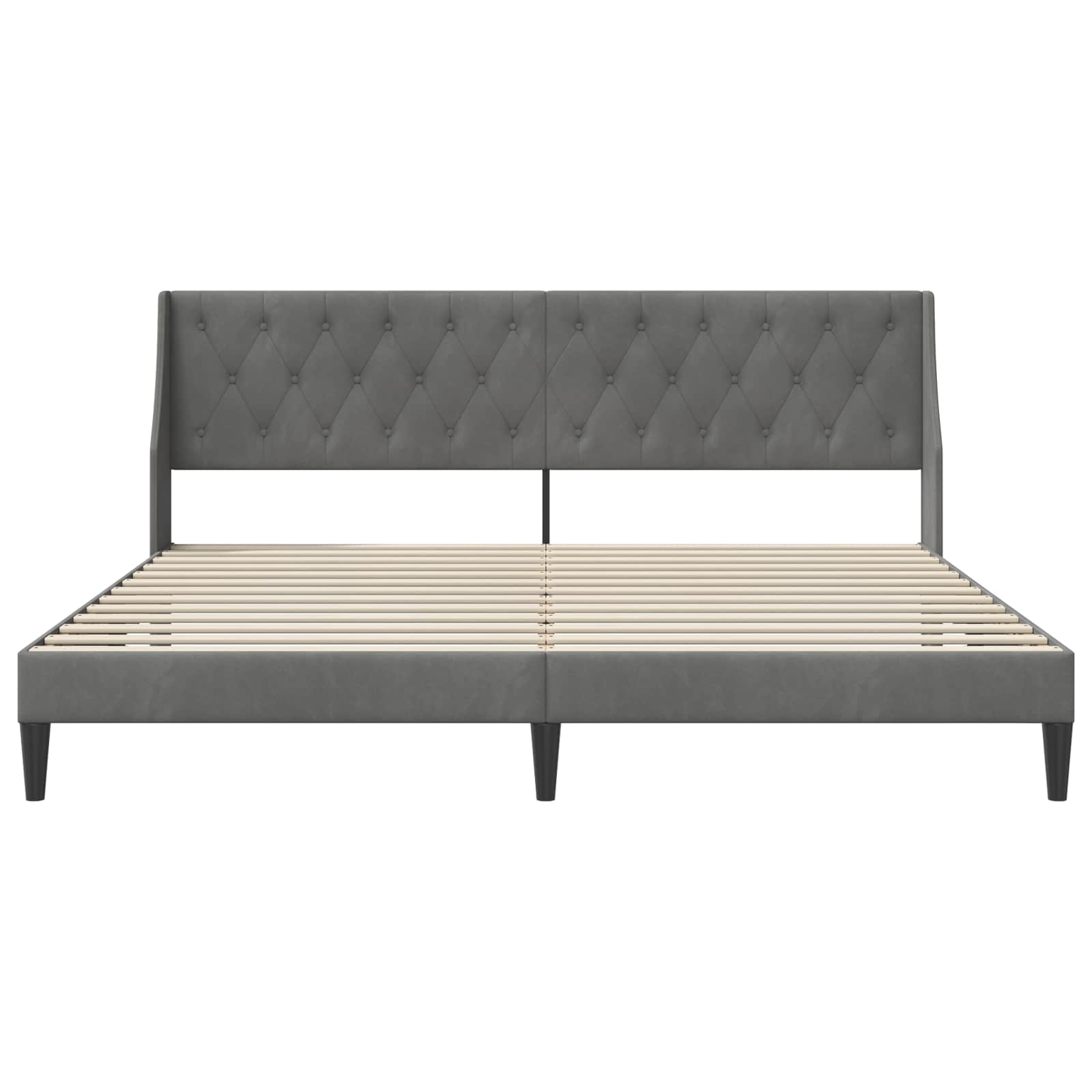 Bed Frame with Headboard Dark Grey 180 x 200 cm Velvet