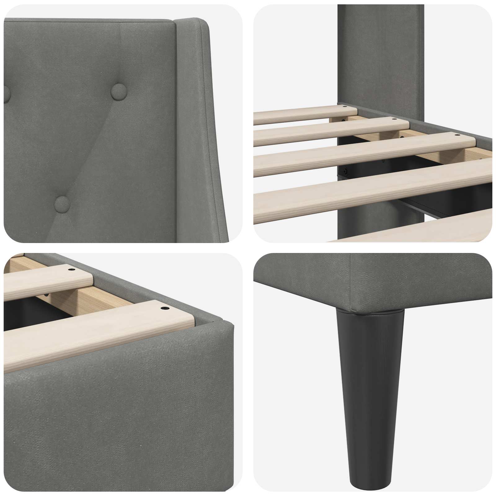 Bed Frame with Headboard Dark Grey Velvet