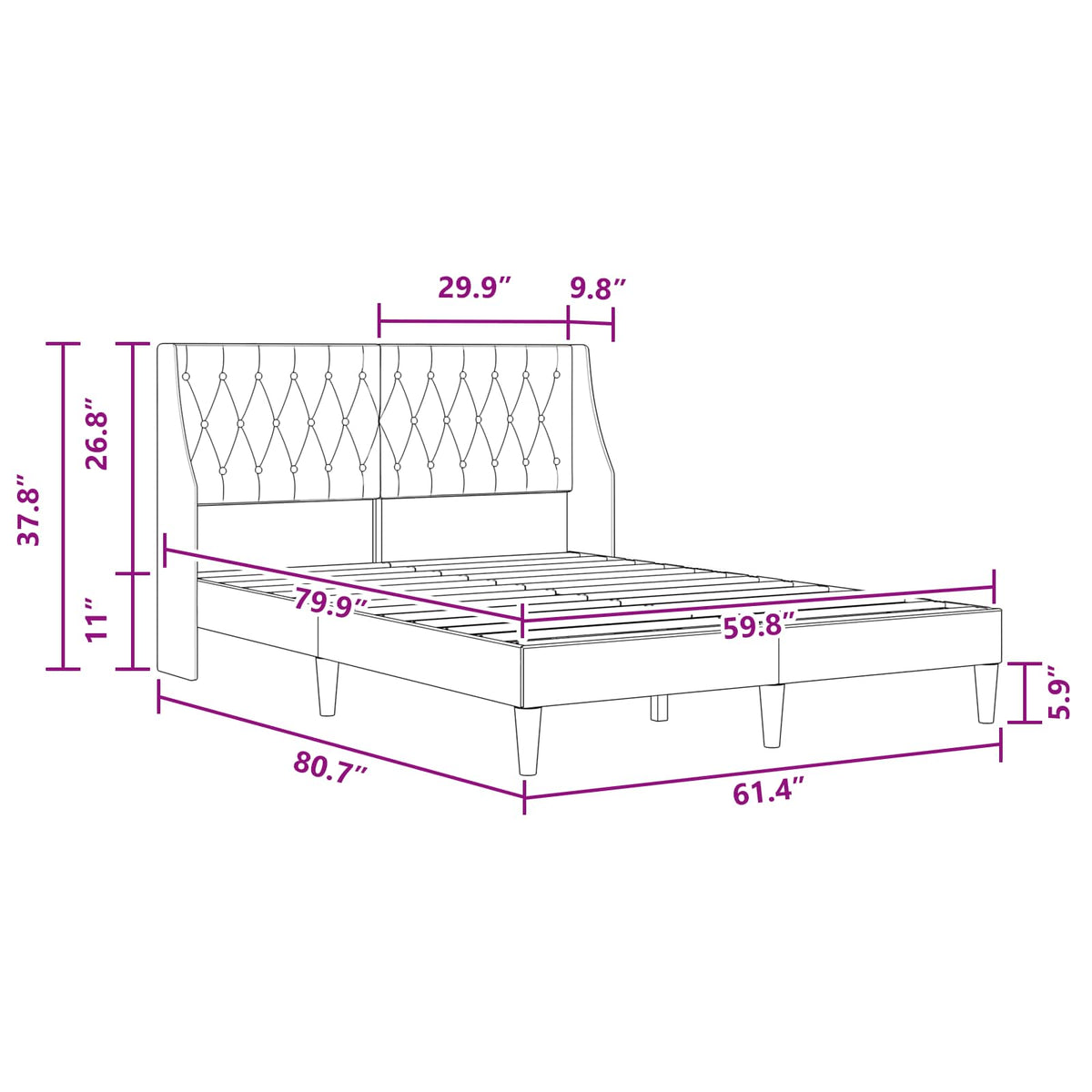 Bed Frame with Headboard Dark Grey Velvet