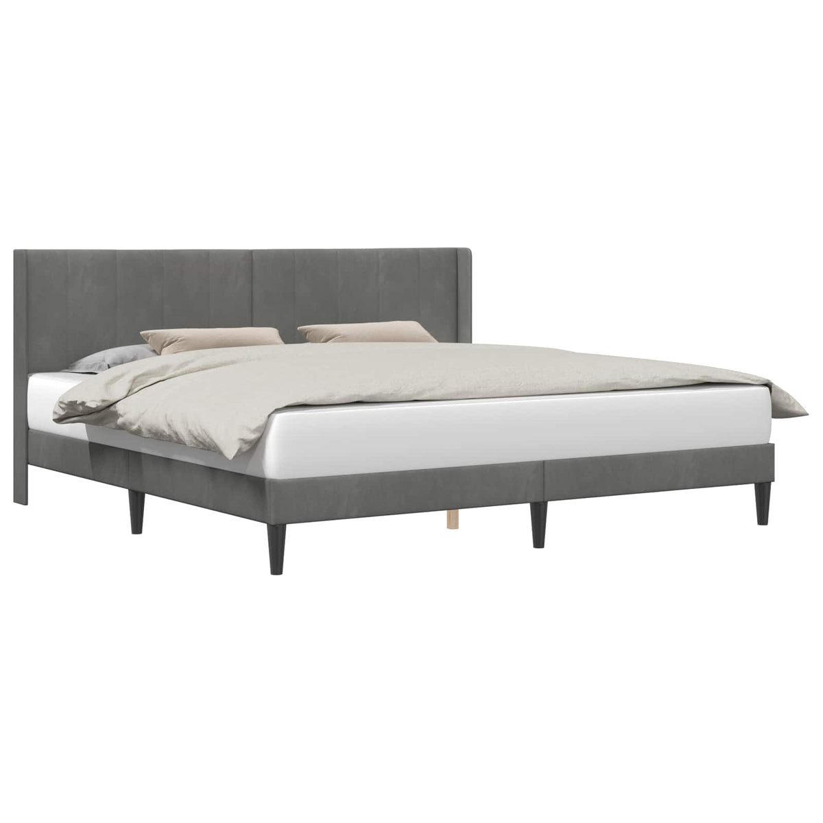 Bed Frame with Headboard Dark Grey 180 x 200 cm Velvet