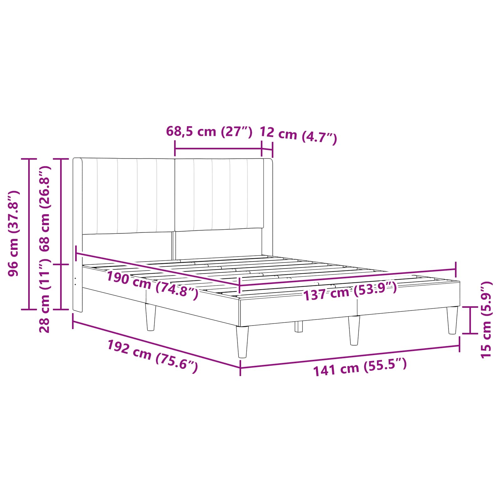 Bed Frame with Headboard Dark Grey Velvet