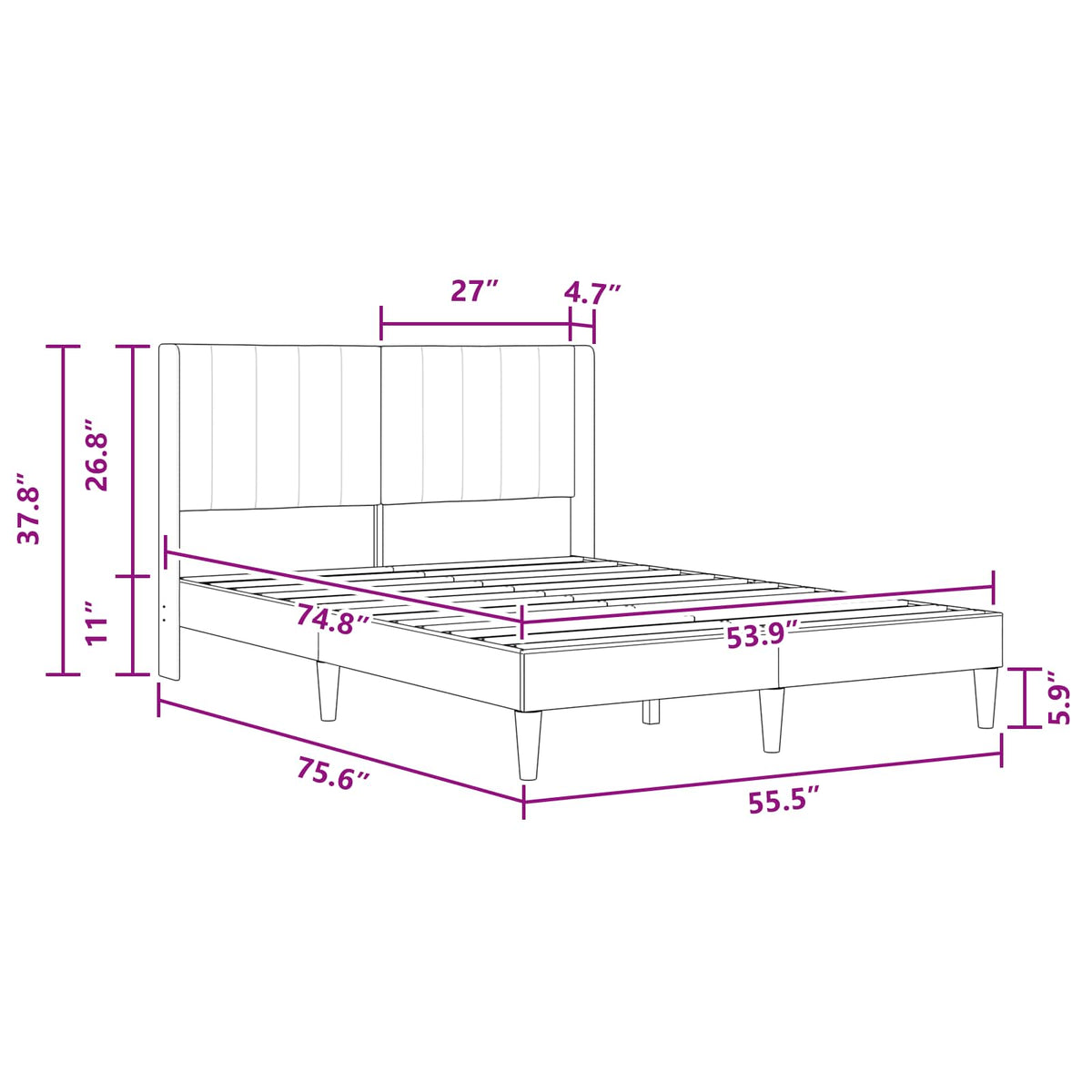 Bed Frame with Headboard Dark Grey Velvet