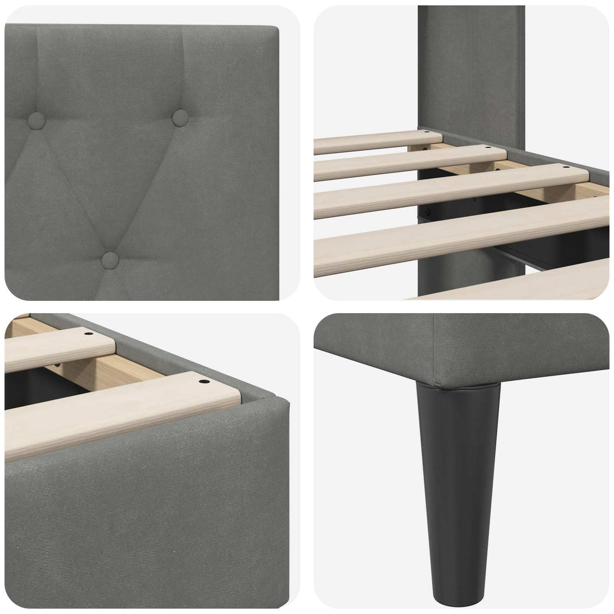 Bed Frame with Headboard Dark Grey Velvet