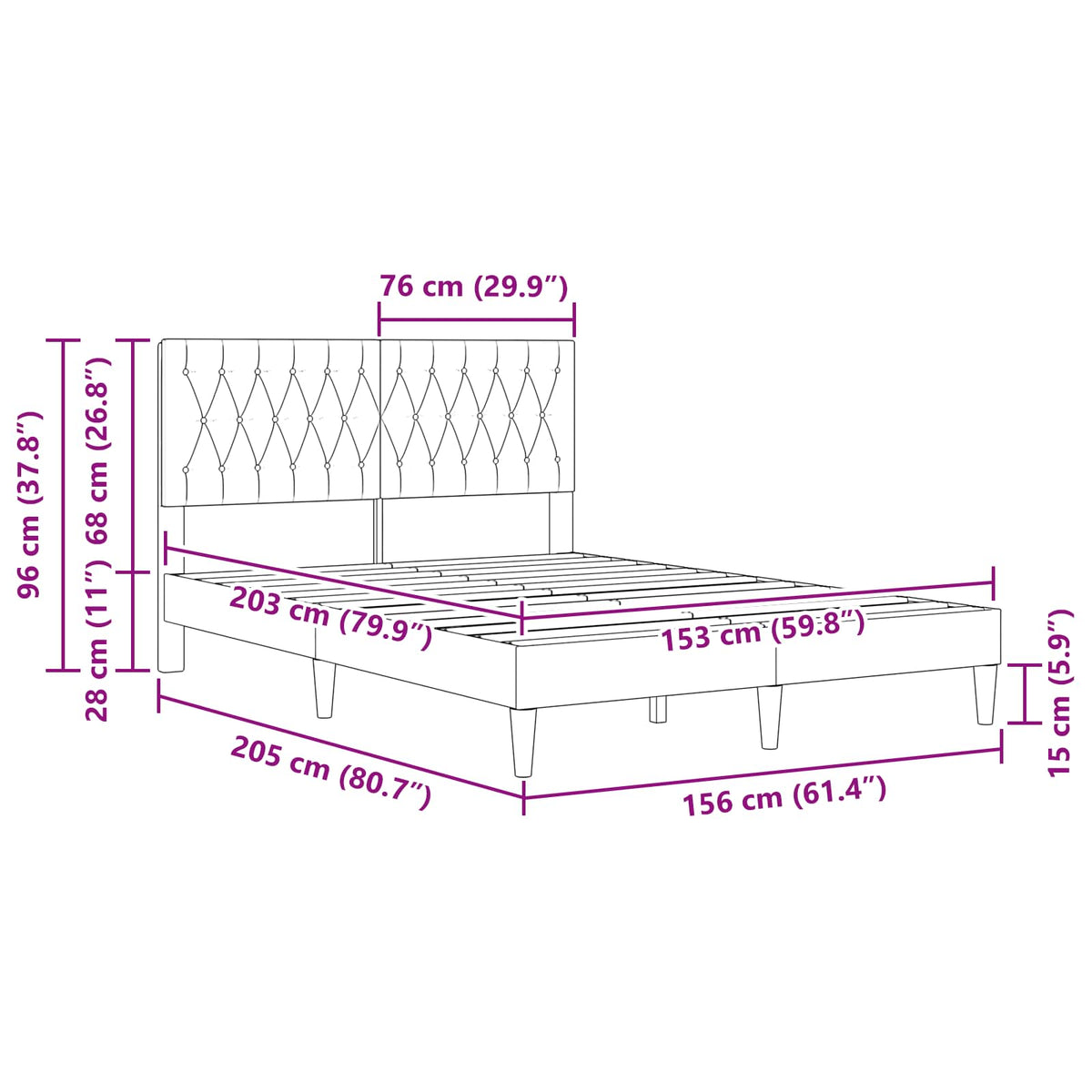 Bed Frame with Headboard Dark Grey Velvet