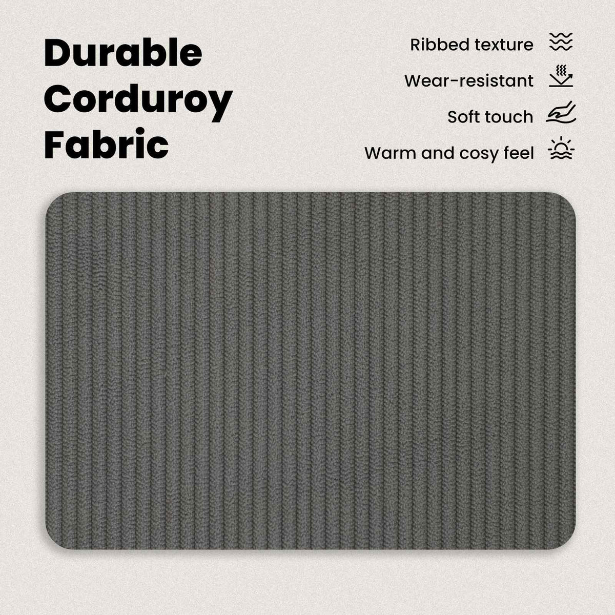Bed Frame with Headboard Dark Grey 90 x 190 cm Corduroy Fabric