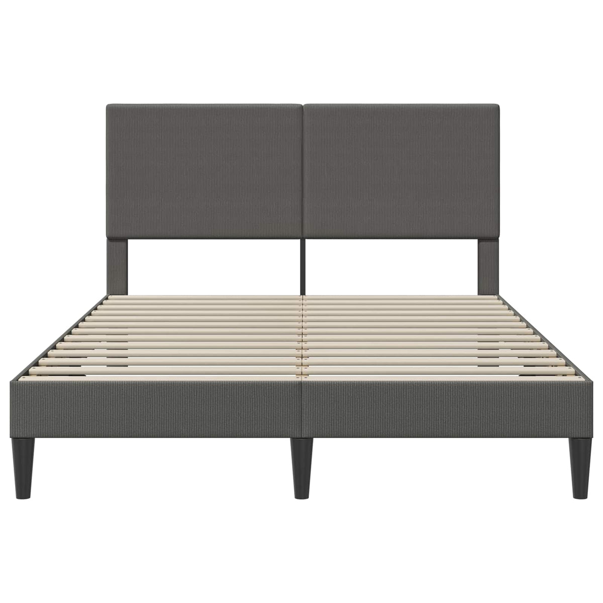 Bed Frame with Headboard Dark Grey 137 x 190 cm Corduroy Fabric
