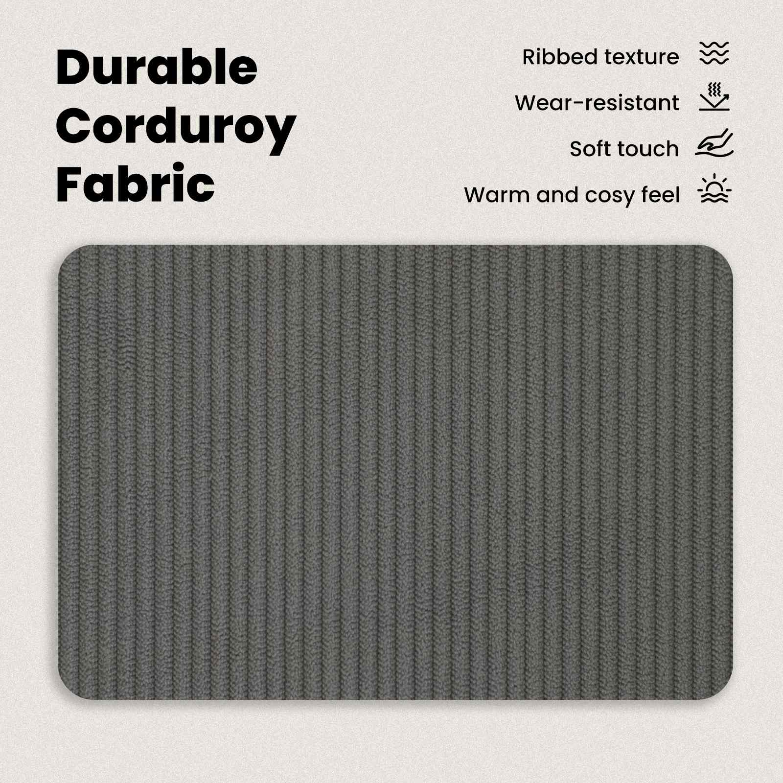 Bed Frame with Headboard Dark Grey 153 x 203 cm Corduroy Fabric