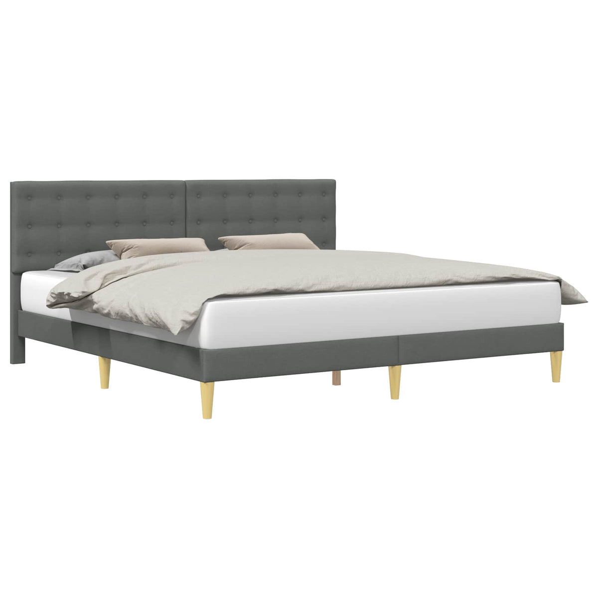 Bed Frame with Headboard Dark Grey 180 x 200 cm Fabric