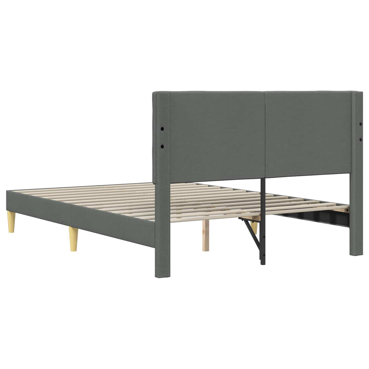 Bed Frame with Headboard Dark Grey Fabric