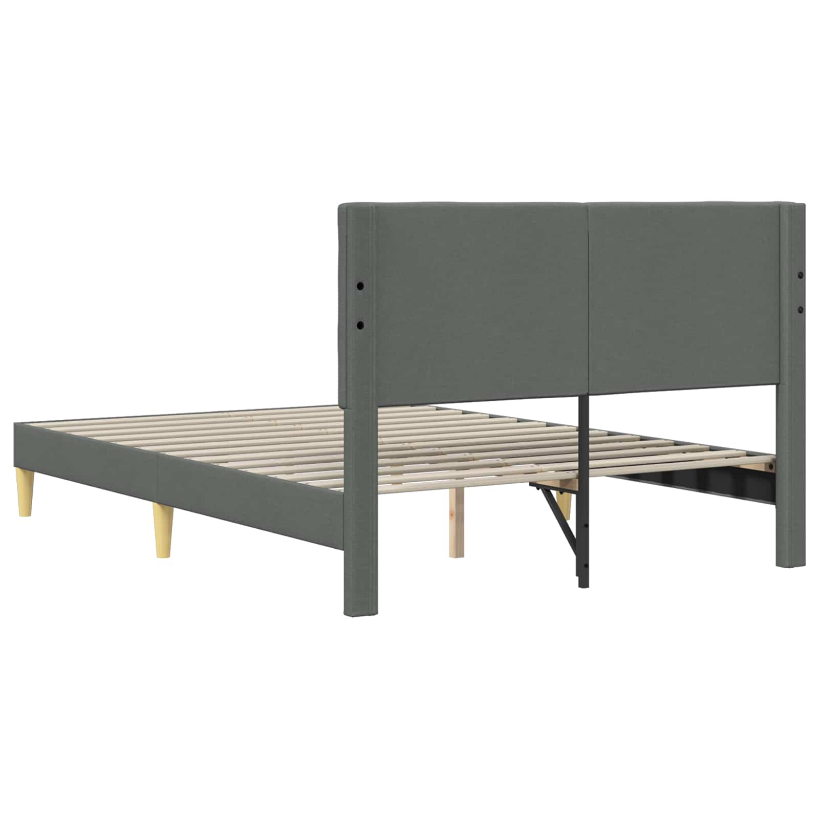 Bed Frame with Headboard Dark Grey Fabric