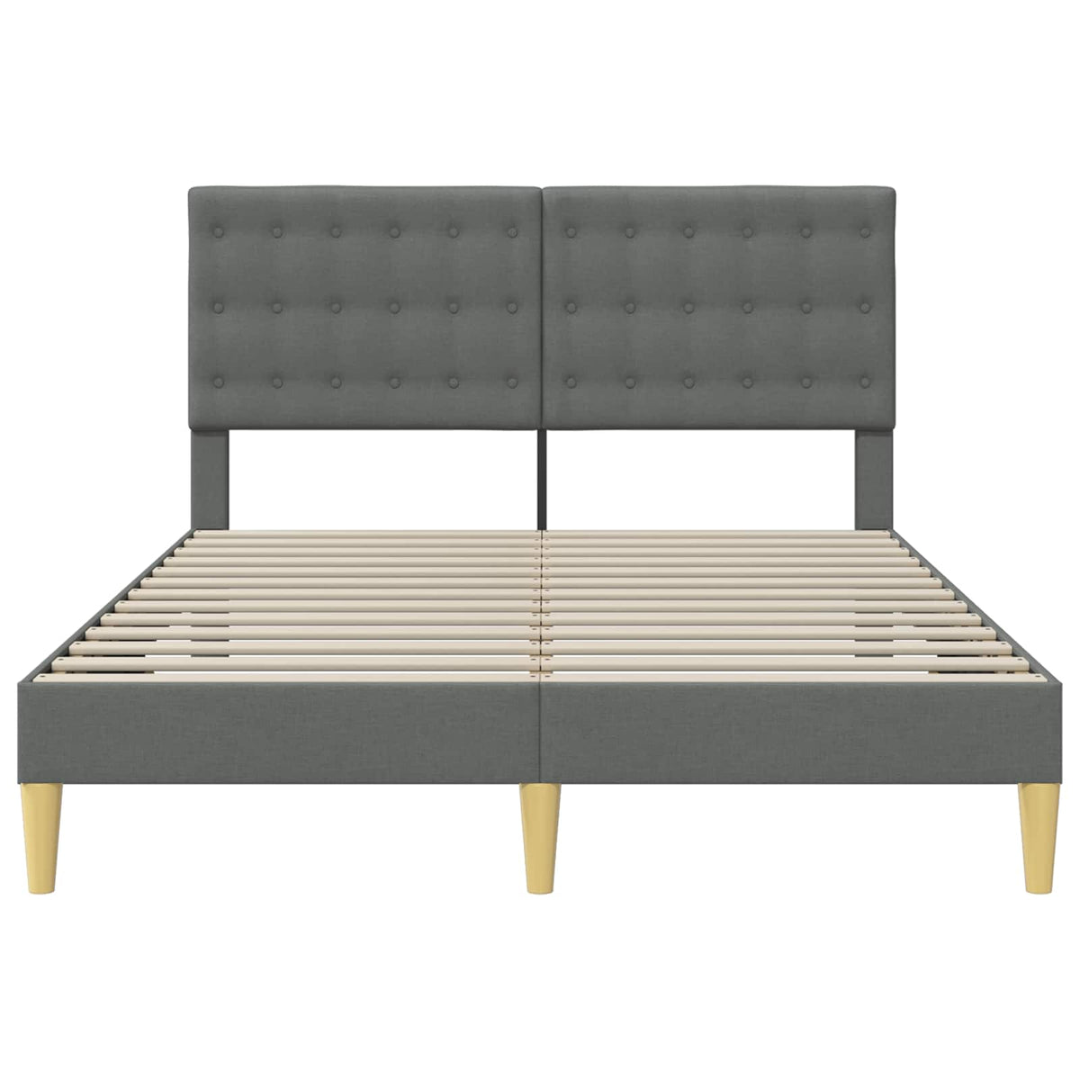 Bed Frame with Headboard Dark Grey Fabric